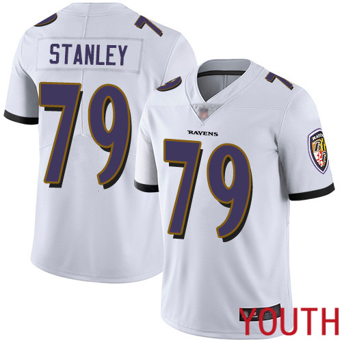 Baltimore Ravens Limited White Youth Ronnie Stanley Road Jersey NFL Football #79 Vapor Untouchable->nfl t-shirts->Sports Accessory